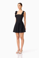Jada Floral Mini Dress in Black