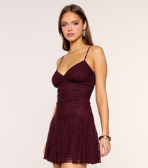 Soft Spin Lace V-Neck Skater Mini Dress