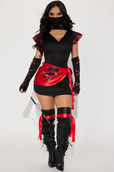 Elusive Ninja Babe 7 Piece Costume Set - Black/Red