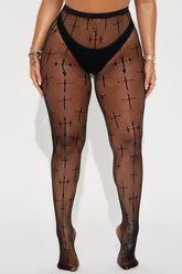 Caught Up Fishnet Tights - Black