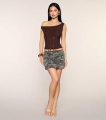 Off Script One-Shoulder Corset Top