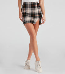 Seasonal Plaid Crepe Mini Skirt