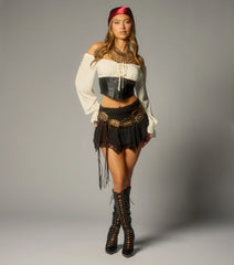 Boho Rogue Lace Trim Mini Skort