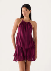 Parade Halter Mini Dress - Plum