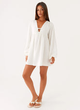 Kennie Linen Mini Dress - White
