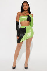 Green Flame Villian Baddie 4 Piece Costume Set - Black/Green