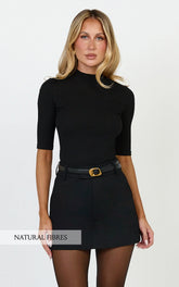 Virginia Skort - Mid Waisted Tailored Skort in Black