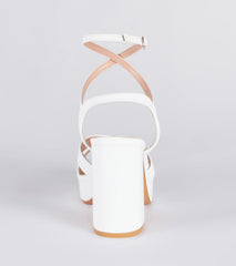 Criss Cross And Tell Platform Block Heels