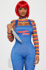 Wanna Play Evil Doll Jumpsuit 4 Piece Costume Set - Multi Color
