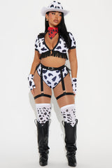 Wild Cowgirl 7 Piece Costume Set - White/Black