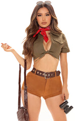 Safari Sexy Explorer 7 Piece Costume Set - Green/combo