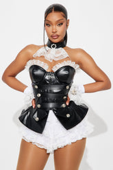 Pirate's Ruffled Booty 4 Piece Costume Set - Black/combo