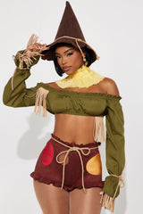 Sinister Scarecrow Cutie 6 Piece Costume Set - Brown/combo