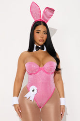 Playboy Rhinestone Bunny 8 Piece Costume Set - Pink