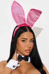 Playboy Rhinestone Bunny 8 Piece Costume Set - Pink