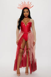 Fire Nymph 3 Piece Costume Set - Red/combo
