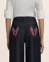 Seraphic Pink Crystal Back Wing Jeans - Deep Thoughts Only