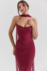 Cabernet Strapless Corset With Neck Scarf