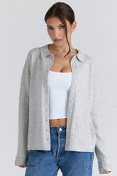 Grey Cashmere + Merino Wool Knit Shirt
