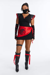 Elusive Ninja Babe 7 Piece Costume Set - Black/Red