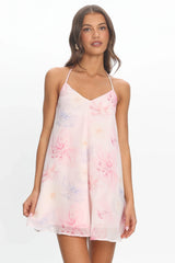 Petal Dreams Halter Mini Dress Light Pink