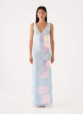 Erinah Sequin Maxi Dress - Blue