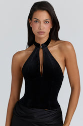 Black Velvet Halter Neck Top