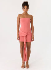 Jiliana Strapless Mini Dress - Coral