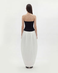 Monochrome Paneled Strapless Sculptural Maxi Dress - Black