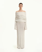 Knit Off-Shoulder Maxi Dress - Cream