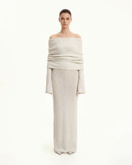Knit Off-Shoulder Maxi Dress - Cream