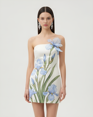 Floral Printed Mini Dress - White