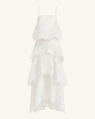 Orchid Embroidered Layered Maxi Dress - White