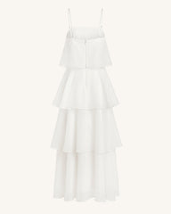 Orchid Embroidered Layered Maxi Dress - White