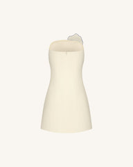 Slipper Orchid Appliqué Mini Dress - Ivory/Blue