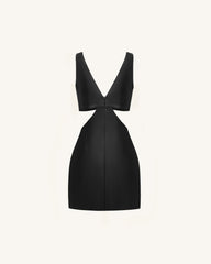 Iris Floral Cutout Bodycon Leather Mini Dress - Black