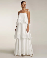 Orchid Embroidered Tiered Maxi Dress - White