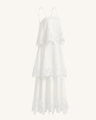 Orchid Embroidered Tiered Maxi Dress - White