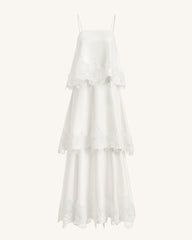 Orchid Embroidered Tiered Maxi Dress - White