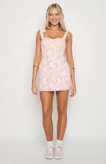 Bambi Pink Floral Mini Dress