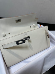 kelly woc 20.5 white epsom silver hardware