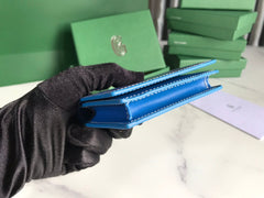 Goyard Malesherbes Card Wallet 10cm Blue Canvas & Calfskin