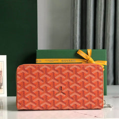 Goyard Matignon GM Wallet 20cm Orange Canvas & Calfskin