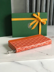 Goyard Matignon GM Wallet 20cm Orange Canvas & Calfskin