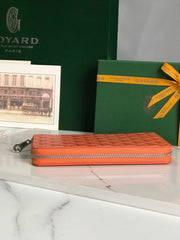 Goyard Matignon GM Wallet 20cm Orange Canvas & Calfskin