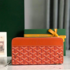 Goyard Matignon GM Wallet 20cm Orange Canvas & Calfskin