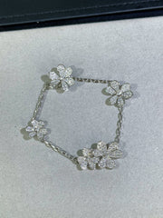 VCA Flower 5 Motifs Pink Mop Full Diamond Bracelet