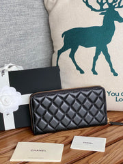 CC Zippy Long Wallet 19.5cm Black Sheepskin GHW 223941