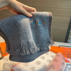 Scarf 180 CM Grey White Mix Brown Cashmere Knit 398249