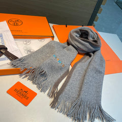 Scarf 180 CM Grey White Mix Brown Cashmere Knit 398249
